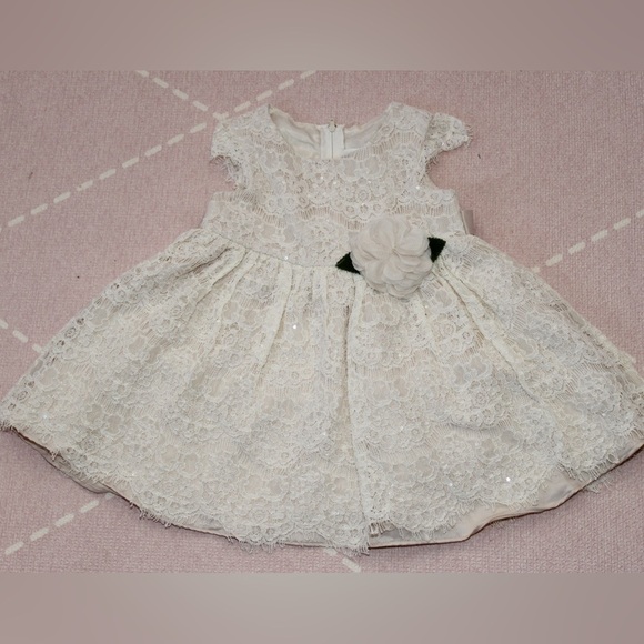 Rare Editions Toddler Girl Dress 24 Month Lace Sequin Ivory Party Dress - Picture 1 of 5